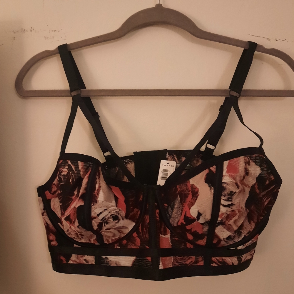 2/$22 Mesh Strappy Rose Unlined Underwire Longline Bralette - Picture 11 of 12